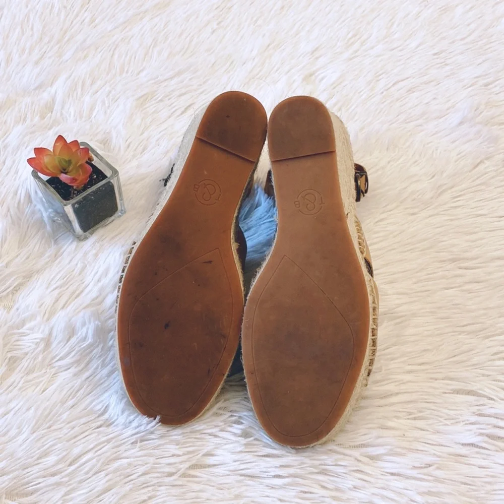 Treasure&Bond | Tan Leather Platform Espadrille wedges sandals women size 8